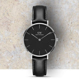 Daniel Wellington Petite Sheffield Black Dial Black Leather Strap Watch For Women - DW00100180 Authentic Buy Shop Now