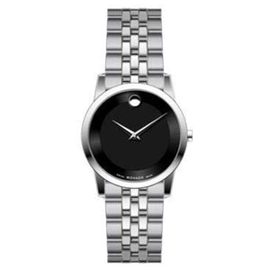 Movado Museum Classic Black Dial Silver Steel Strap Watch For Women - 0606505 Authentic Buy Shop Now