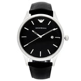 Emporio Armani Lambda Classic Quartz Black Dial Black Leather Strap Watch For Men - AR11020 Authentic Buy Shop Now