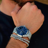 Tommy Hilfiger Oliver Quartz Blue Dial Silver Mesh Bracelet Watch for Men - 1791302 Authentic Buy Shop Now