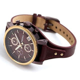 Fossil Original Boyfriend Sport Chronograph Maroon Dial Maroon Leather Strap Watch for Women - ES4114 Authentic Buy Shop Now