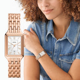 Fossil Raquel Three Hand Date White Dial Rose Gold Steel Strap Watch For Women - ES5271 Authentic Buy Shop Now
