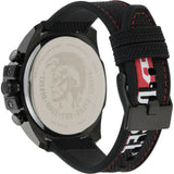 Diesel Mega Chief Chronograph Silver Dial Black Leather Strap Watch For Men - DZ4512 Authentic Buy Shop Now