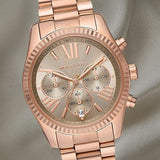 Michael Kors Lexington Chronograph Grey Dial Rose Gold Steel Strap Watch For Women - MK7217 Authentic Buy Shop Now