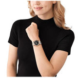 Michael Kors Lennox Three Hand Black Dial Rose Gold Steel Strap Watch For Women - MK7392 Authentic Buy Shop Now