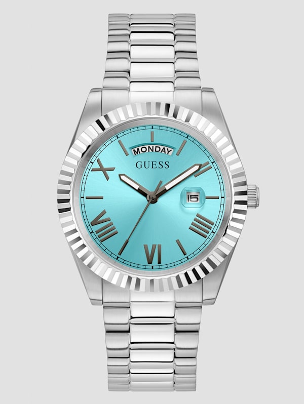 Guess Connoisseur Turquoise Dial Silver Steel Strap Watch for Men - GW0265G11 Authentic Buy Shop Now