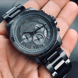 Michael Kors Brecken Chronograph Black Dial Black Steel Strap Watch For Men - MK8482 Authentic Buy Shop Now