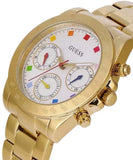 Guess Exclusive Multi Color White Dial Gold Steel Strap Watch for Women - GW0457L1 Authentic Buy Shop Now