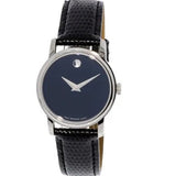 Movado Museum Black Dial Black Leather Strap Watch For Women - 2100004 Authentic Buy Shop Now