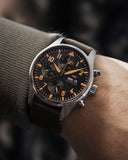 IWC Pilot's Watch Chronograph Black Dial Olive Green Calfskin Strap Watch for Men - IW377730 Authentic Buy Shop Now