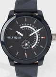 Tommy Hilfiger Denim Quartz Black Dial Black Leather Strap Watch for Men - 1791479 Authentic Buy Shop Now