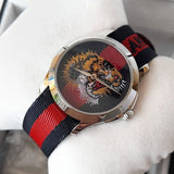 Gucci G Timless Le Marche Des Merveilles Blue & Red Dial Blue & Red Nylon Strap Unisex Watch - YA126495 Authentic Buy Shop Now