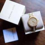 Michael Kors Slim Runway Crystals Gold Dial Gold Steel Strap Watch for Women - MK3632 Authentic Buy Shop Now