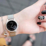 Guess Chelsea Crystals Black Dial Silver Mesh Bracelet Watch For Women - W0647L5 Authentic Buy Shop Now