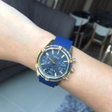 Guess Catalina Blue Gold Tone Blue Silicone Strap Watch For Women - W0562L2 Authentic Buy Shop Now