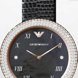 Emporio Armani Aviator Crystals Mother of Pearl Black Dial Black Silicon Strap Watch For Women - AR11373 Authentic Buy Shop Now