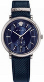 Versace Manifesto Quartz Blue Dial Blue Leather Strap Watch For Men - VBQ01017 Authentic Buy Shop Now