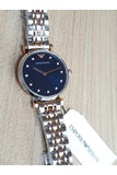 Emporio Armani Gianni T Bar Crystal Blue Dial Two Tone Steel Strap Watch For Women - AR11092 Authentic Buy Shop Now