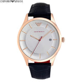Emporio Armani Classic Silver Dial Blue Leather Strap Watch For Men - AR11131 Authentic Buy Shop Now