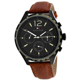 Tommy Hilfiger Gavin Chronograph Quartz Black Dial Brown Leather Strap Watch for Men - 1791470 Authentic Buy Shop Now