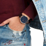 Tommy Hilfiger Hunter Blue Dial Brown Leather Strap Watch for Men - 1791605 Authentic Buy Shop Now