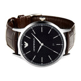 Emporio Armani Renato Quartz Black Dial Brown Leather Strap Watch For Men - AR11187 Authentic Buy Shop Now