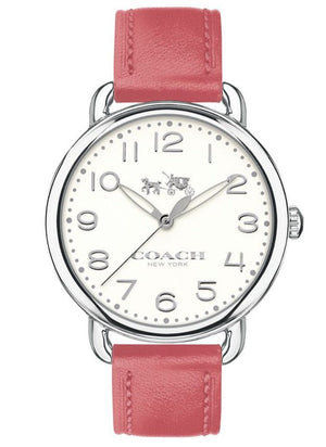 Coach Delancey White Dial Pink Leather Strap Watch for Women - 14502717 Authentic Buy Shop Now