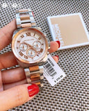 Michael Kors Brecken Chronograph White Dial Two Tone Steel Strap Watch For Women - MK6368 Authentic Buy Shop Now