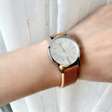 Calvin Klein City Silver Dial Light Brown Leather Strap Watch For Women- K2G23120 Authentic Buy Shop Now
