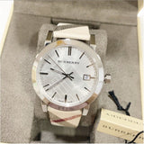 Burberry The City Nova Silver Dial White Leather Strap Watch for Women - BU9022 Authentic Buy Shop Now