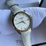 Tissot Couturier Lady Silver Dial White Leather Strap Watch For Women - T035.210.16.011.00 Authentic Buy Shop Now