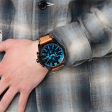 Diesel Mega Chief Chronograph Black Dial Brown Leather Strap Watch For Men - DZ4476 Authentic Buy Shop Now