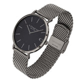 Coach Charles Black Dial Grey Mesh Bracelet Watch for Men - 14602145 Authentic Buy Shop Now