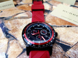 Burberry The City Chronograph Black Dial Red Rubber Strap Watch For Men - BU9805 Authentic Buy Shop Now