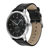 Tommy Hilfiger Brad Chronograph Black Dial Black Leather Strap Watch For Men - 1710391 Authentic Buy Shop Now