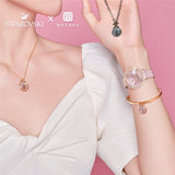 Swarovski Crystal Quartz Pink Dial Pink Leather Strap Watch for Women - 5575217 Authentic Buy Shop Now