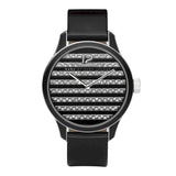 Marc Jacobs Lidia Stripe Glitz Black Dial Black Leather Strap Watch for Women - MBM1166 Authentic Buy Shop Now