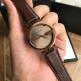 Gucci Interlocking Iconic Brown Dial Brown Leather Strap Watch For Women - YA133207 Authentic Buy Shop Now