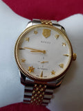Gucci G Timeless Automatic White Dial Two Tone Steel Strap Watch for Men - YA126356 Authentic Buy Shop Now
