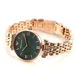 Emporio Armani Gianni T-Bar Black Dial Rose Gold Strap Watch For Women - AR11145 Authentic Buy Shop Now