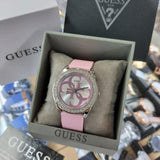 Guess G-Twist Diamonds Silver Dial Pink Rubber Strap Watch for Women - W1240L1 Authentic Buy Shop Now