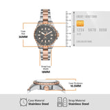 Fossil Blue Dive Three Hand Gray Dial Two Tone Steel Strap Watch For Women - ES5348 Authentic Buy Shop Now