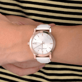 Burberry The City Diamonds White Dial White Leather Strap Watch for Women - BU9130 Authentic Buy Shop Now