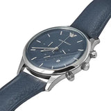 Emporio Armani Lambda Chronograph Blue Dial Blue Leather Strap Watch For Men - AR11018 Authentic Buy Shop Now