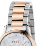 Gucci G Timeless Diamonds Mother of Pearl Dial Two Tone Steel Strap Watch For Women - YA126544 Authentic Buy Shop Now