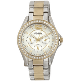 Fossil Riley White Dial Two Tone Steel Strap Watch for Women - ES3204 Authentic Buy Shop Now