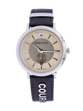 Versace V-Circle Black Manifesto Courage Quartz Silver Dial Black Leather Strap Watch for Men - VBQ080017 Authentic Buy Shop Now