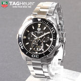 Tag Heuer Aquaracer Quartz Chronograph Black Dial Silver Steel Strap Watch for Men - CAY111A.BA0927 Authentic Buy Shop Now