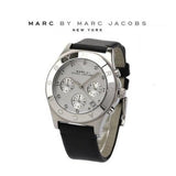 Marc Jacobs Blade Chronograph White Dial Black Leather Strap Watch for Women - MBM1189 Authentic Buy Shop Now