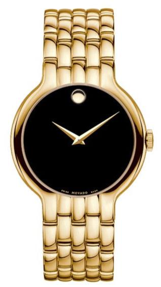 Movado Veturi Quartz Black Dial Gold Steel Strap Watch for Men - 0606934 Authentic Buy Shop Now